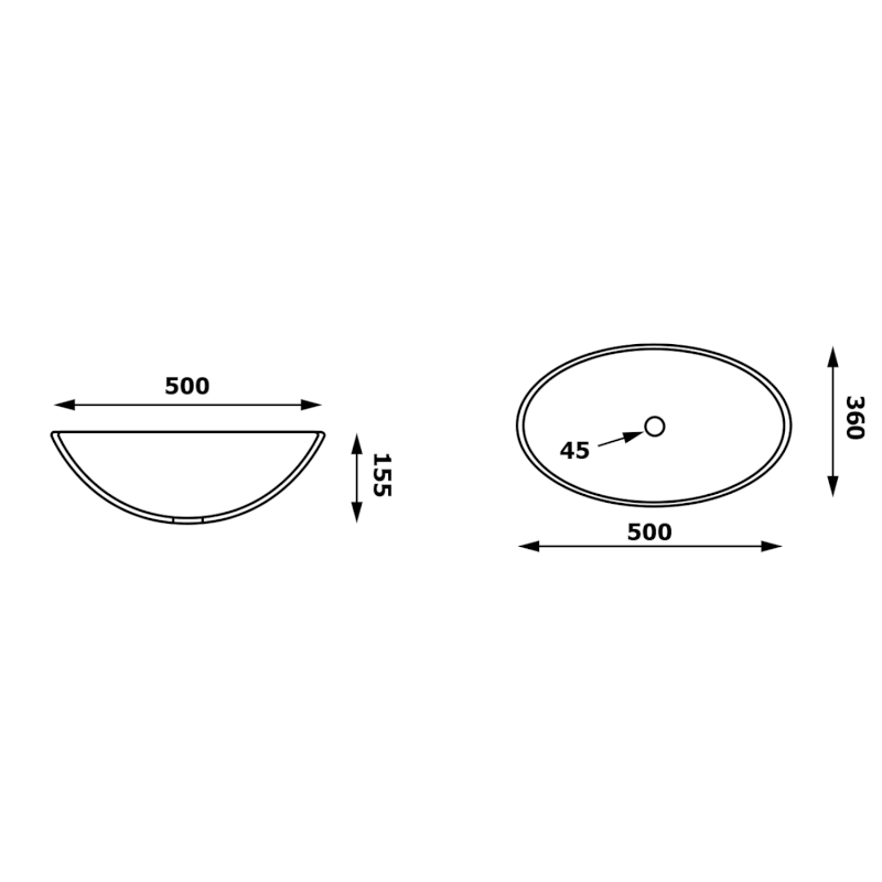PURUS skleněné gravírované umyvadlo na desku, 50x36cm, čirá TY305CL