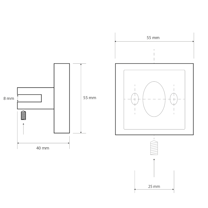 X-SQUARE držáky skleněné poličky 8mm, chrom XQ009