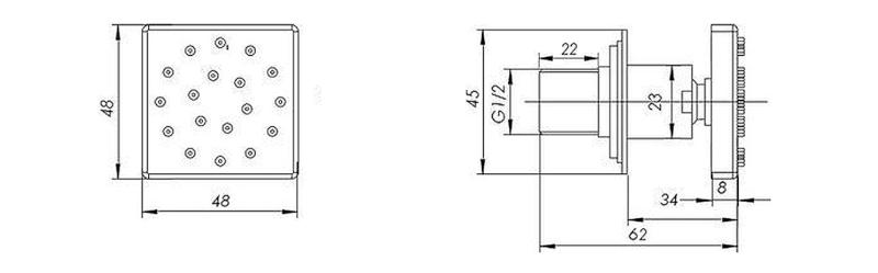 Nástěnná sprška s otočným kloubem, hranatá, chrom AB536