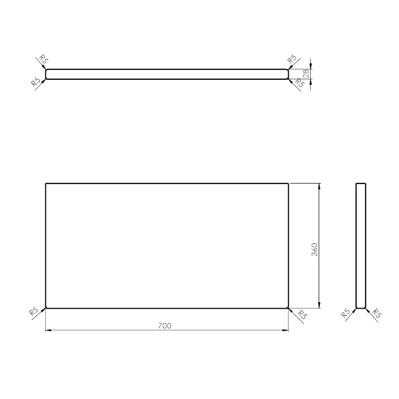 WOODY deska 700x28x360mm, masiv přírodní dub WD076-70