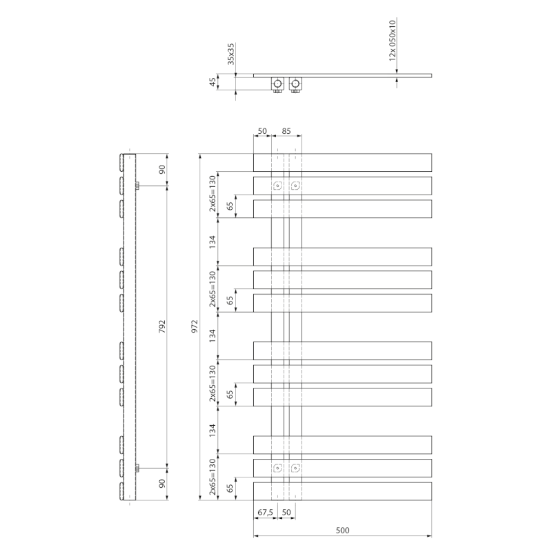 SILVANA otopné těleso 500x972mm, černá mat IR164B