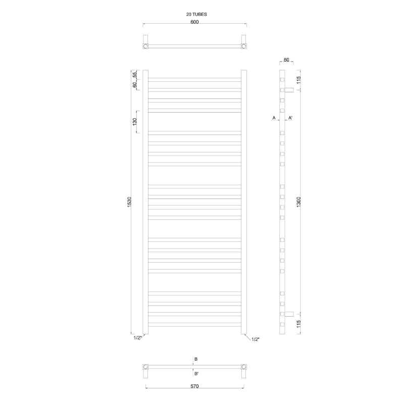 METRO otopné těleso 600x1530 mm, chrom 0411-02