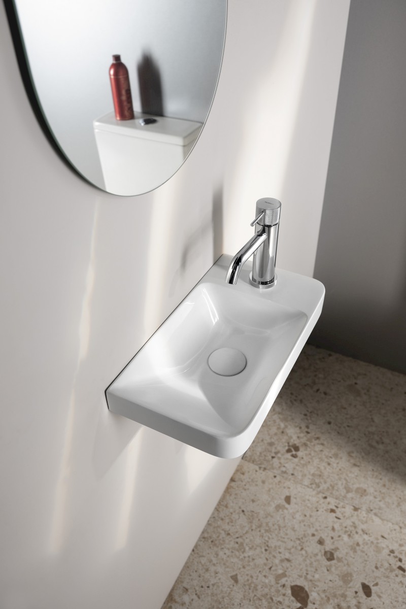 ZORBA umývátko 40x22cm, litý mramor, baterie vpravo, bílá ZB402