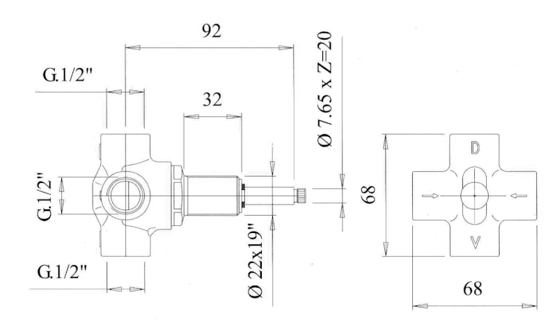 AIRTECH podomítkový přepínač, chrom DEVIN4