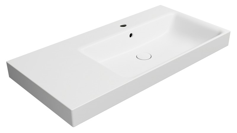 NUBES keramické umyvadlo 100x50cm, s odkládací plochou vlevo, bílá mat 9628109