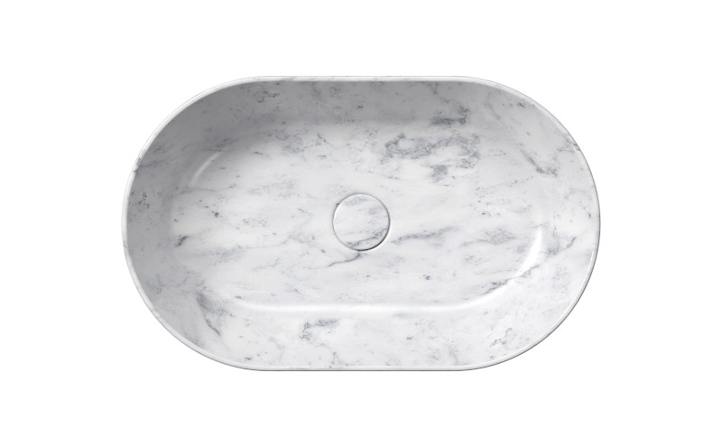 ALTACERAMICA keramické umyvadlo na desku, 60x37cm, oválné, mramor/bílá mat AC30535