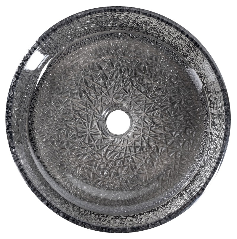 ERSEL skleněné gravírované umyvadlo na desku Ø 39,5cm, černá TY323B