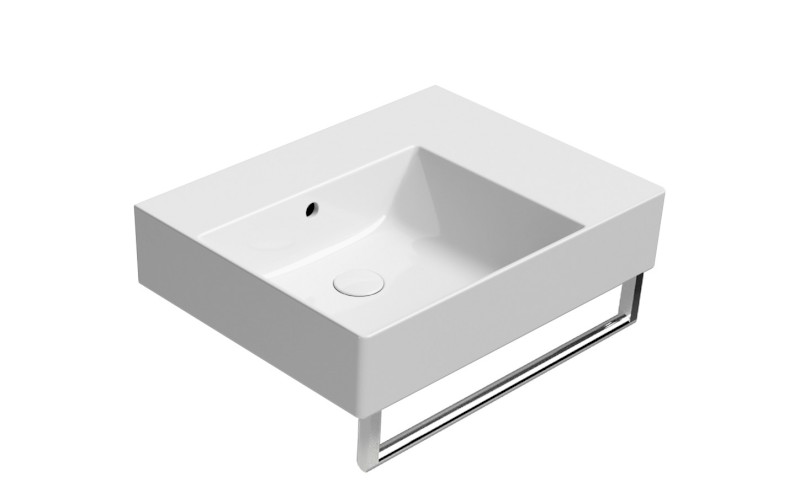 KUBE X keramické umyvadlo 60x47cm, s odkládací plochou vpravo, bez otvoru, bílá ExtraGlaze 9438011