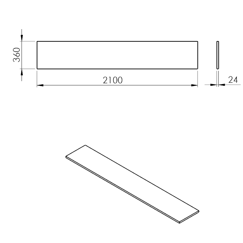 PLATO deska Rockstone 2100x24x360mm, bílá mat PL216-0101