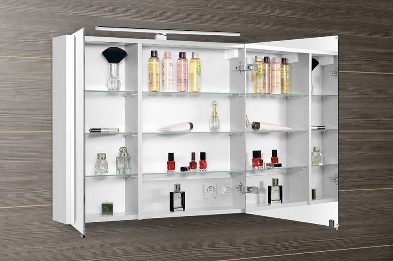 MIRRÓ galerka s LED osvětlením, 80x70x16cm, bílá MC080-0030