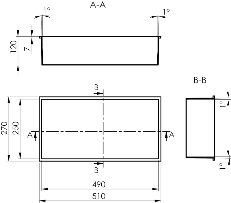 DENBO zapuštěná police do obkladu, 510x270mm, nerez, gun metal 1301-53B