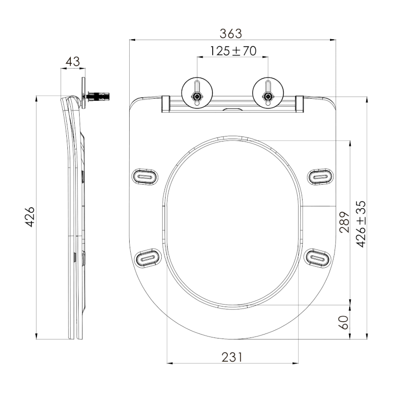 PACO WC sedátko, SLIM, Soft Close, Easy Take, šedá mat PCS1012GR