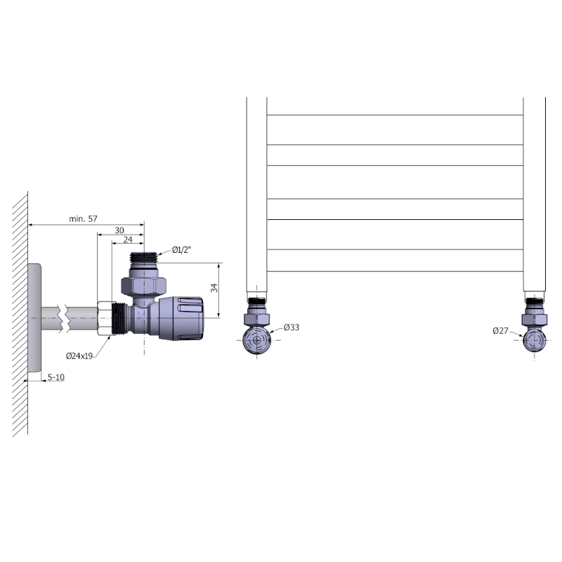 ECO připojovací sada rohová, nikl/bílá CP9810S