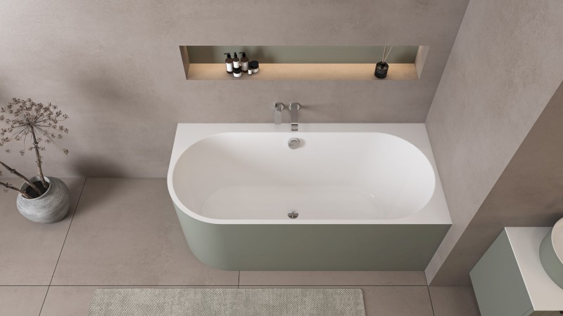 ASTRA R MONOLITH asymetrická vana 160x75x60cm, bílá/verde 34611M.44