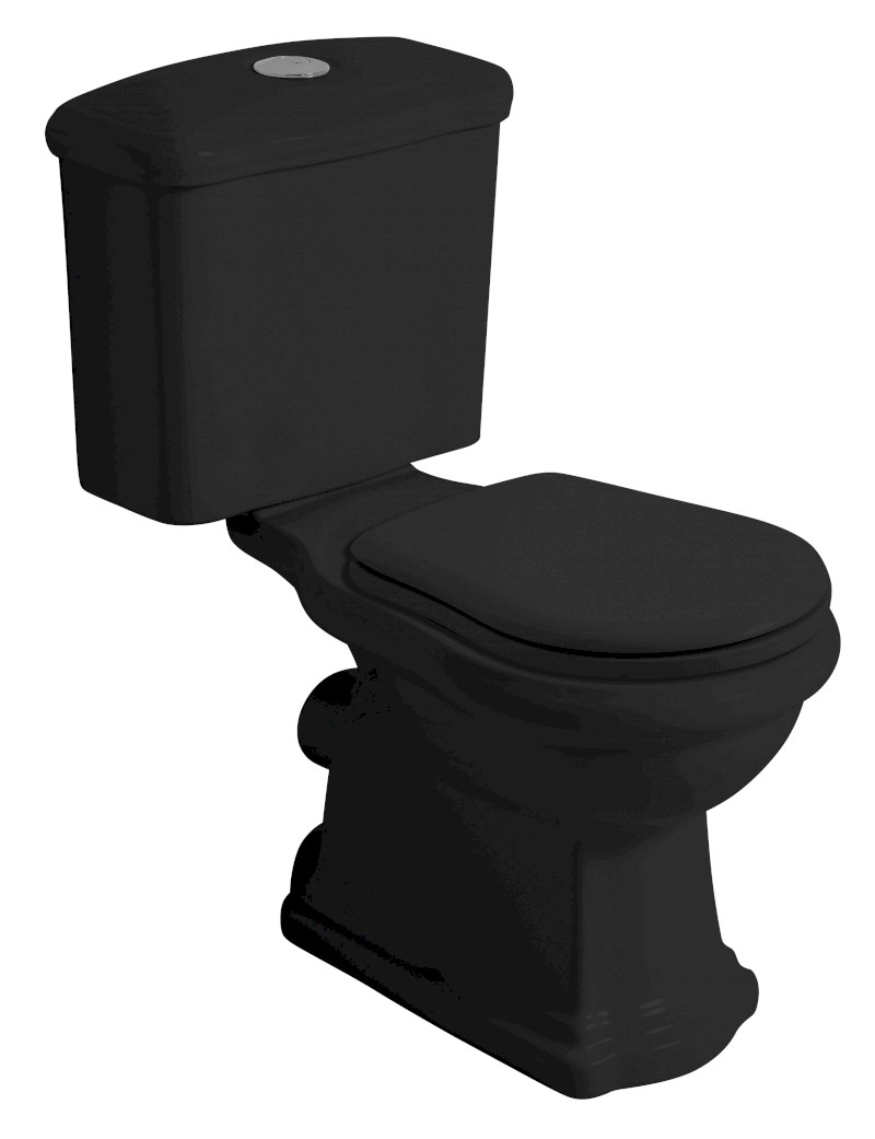 RETRO WC kombi mísa 38,5x72cm, zadní odpad, černá mat 101331