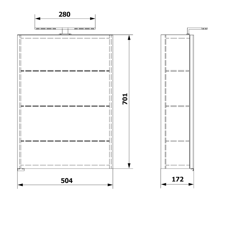 RIWA galerka s LED osvětlením, 50x70x17cm, bílá lesk RIW050-0030