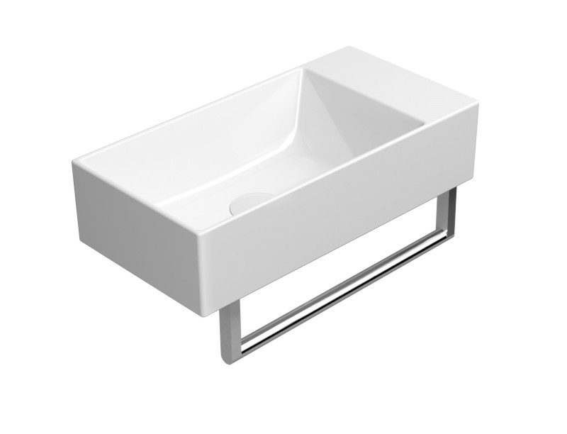 KUBE X keramické umývátko 50x25cm, broušená spodní hrana, bez otvoru, pravé/levé, bílá ExtraGlaze 94869011