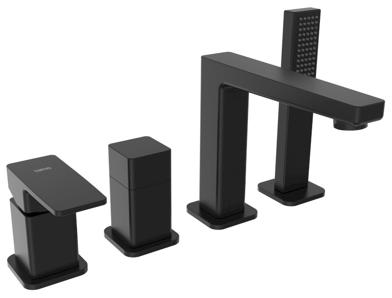 TURSI čtyřprvková baterie na okraj vany, černá mat TI052B