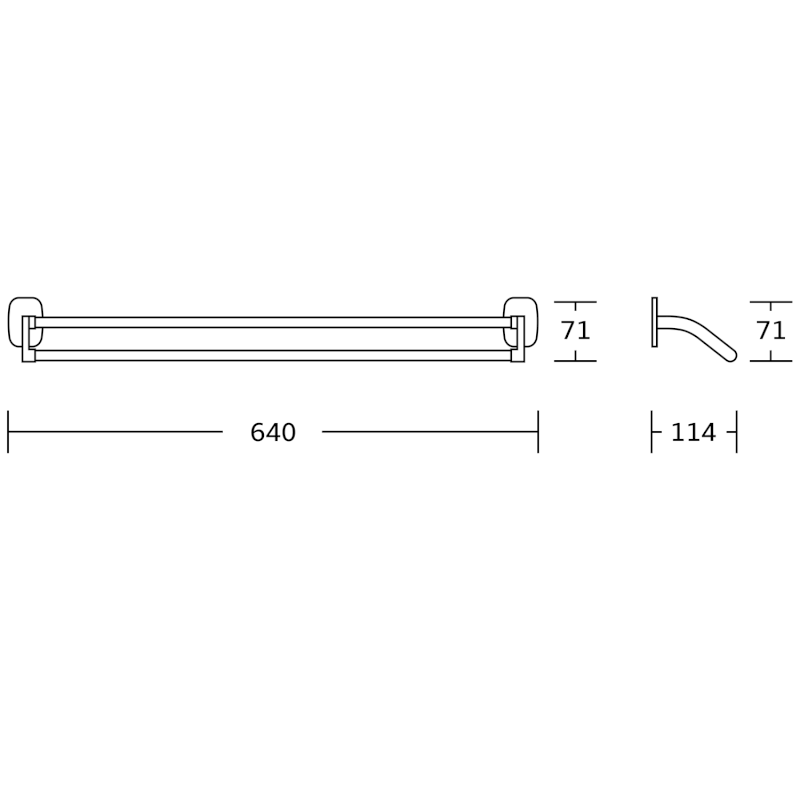 RUMBA dvojitý držák ručníků 600mm, chrom RB111