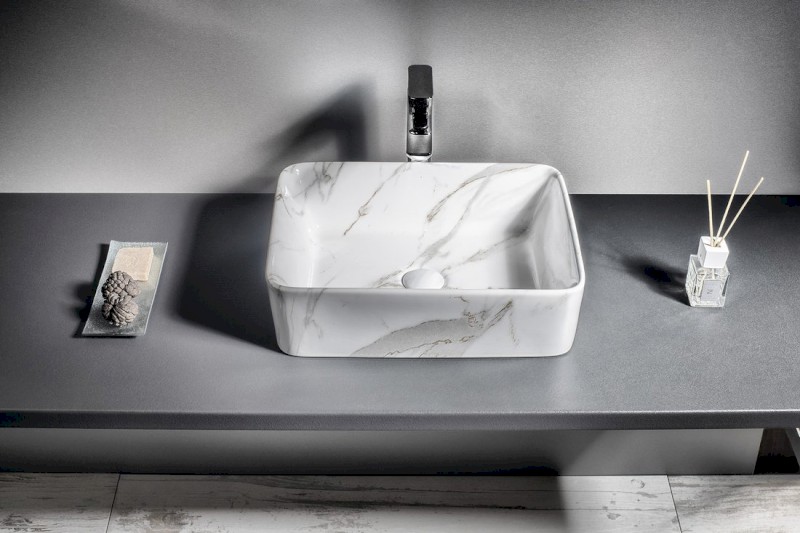 DALMA keramické umyvadlo na desku, 48x38 cm, carrara MM517