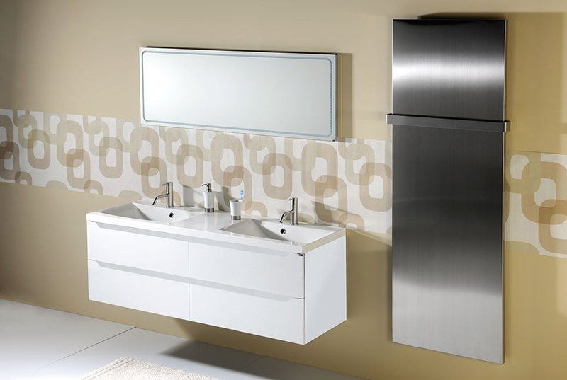 WAVE dvojumyvadlová skříňka 149,7x50x47,8cm, bílá/dub cuneo WA150-3025