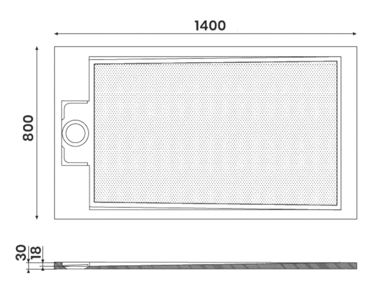 EMA sprchová vanička z litého mramoru, obdélník 140x80cm, bílá PE14080