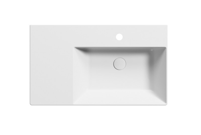 KUBE X keramické umyvadlo 80x47cm, s odkládací plochou vlevo, bílá mat 9457109