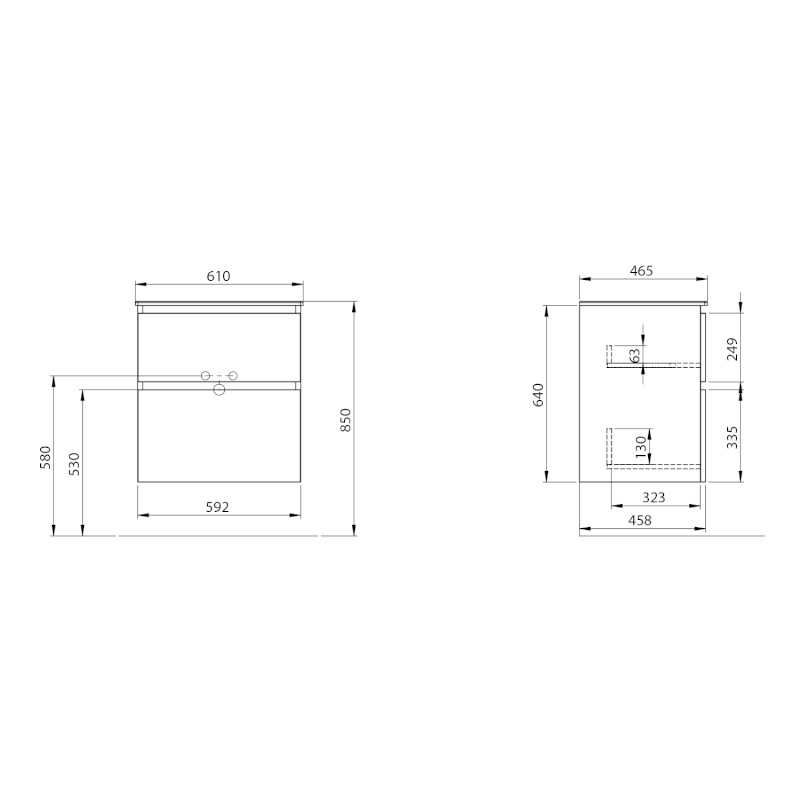 EZARA umyvadlová skříňka 59,2x64x46cm, bílá lesk EZ601-3030