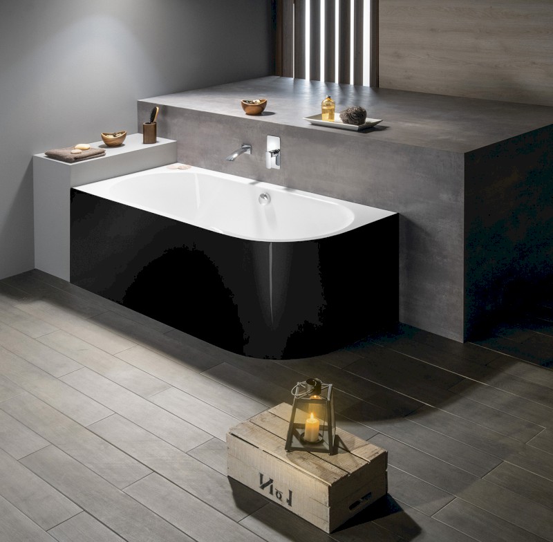 VIVA L MONOLITH asymetrická vana 180x75x60cm, bílá/černá 72099MB