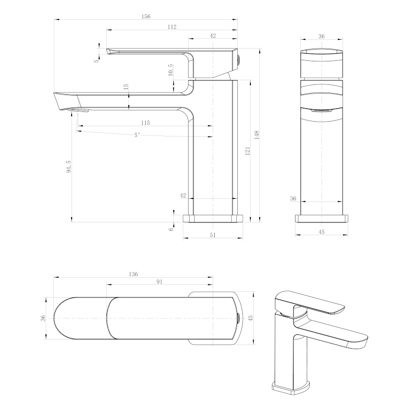 MIXONA 25 stojánková umyvadlová baterie, chrom MG001