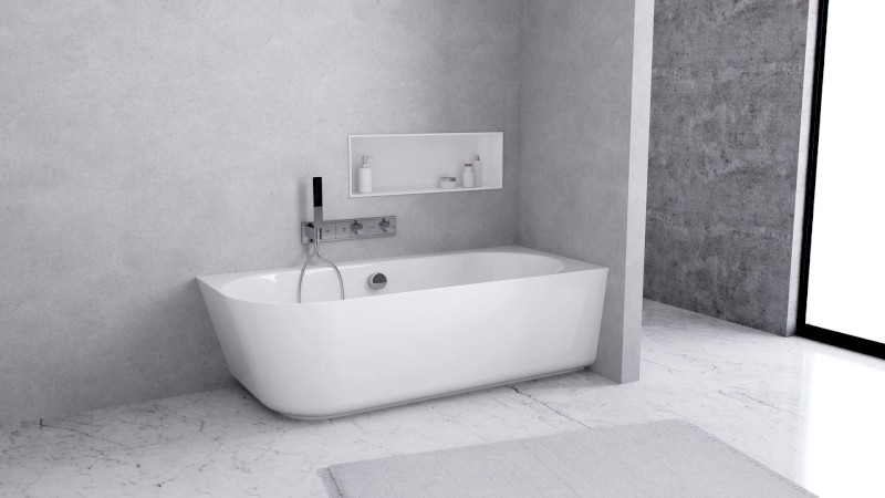 SUSSI R rohová stojící vana, litý mramor 160x70x49,5cm, bílá 90191R