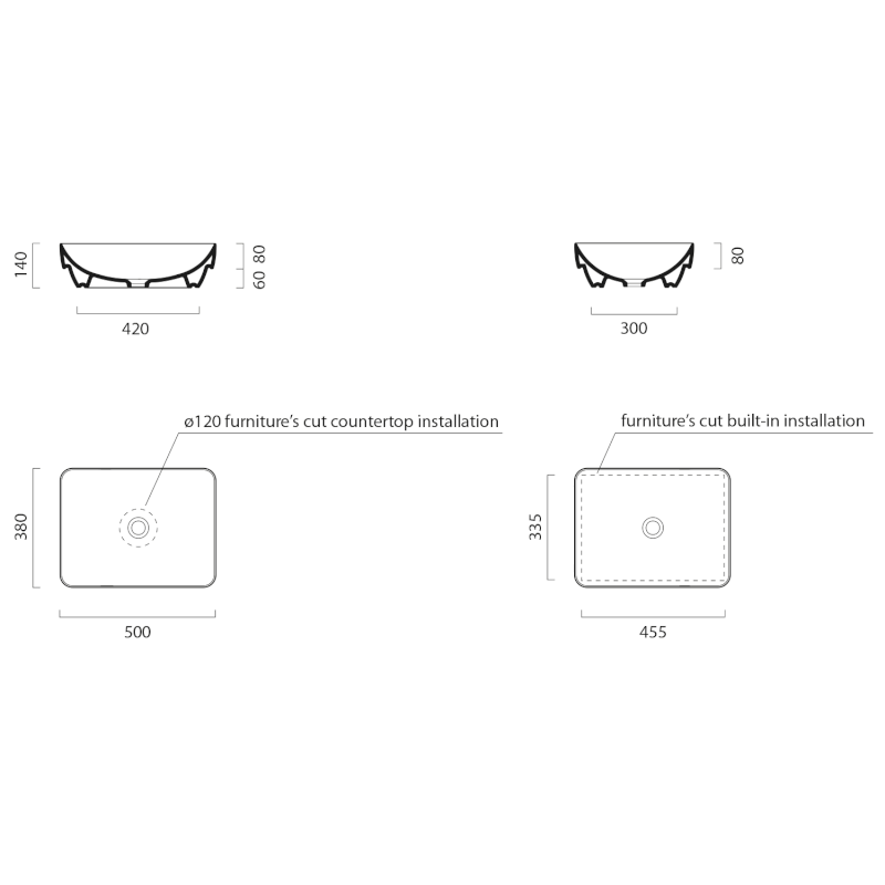 PURA keramické umyvadlo 50x38cm, bílá mat 884709
