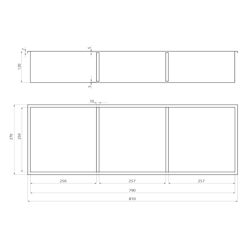DENBO zapuštěná police do obkladu, 270x810mm, nerez, gun metal 1301-27B
