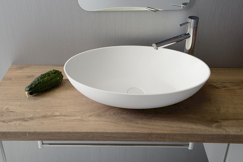 THIN umyvadlo na desku, Rockstone, 60x40 cm, bílá mat WN893