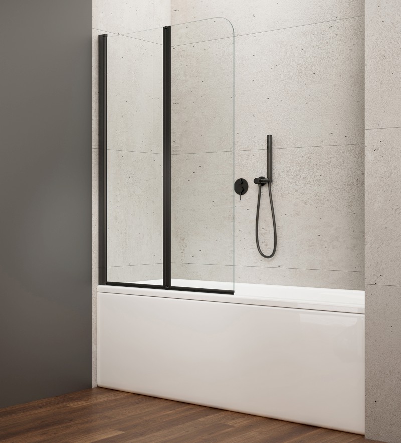 WILA vanová zástěna 900x1400 mm skládací, černá, čiré sklo AQ5742B