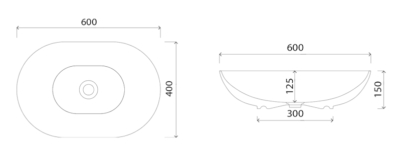 BALISONG keramické umyvadlo na desku, 60x40cm, bílá WH080