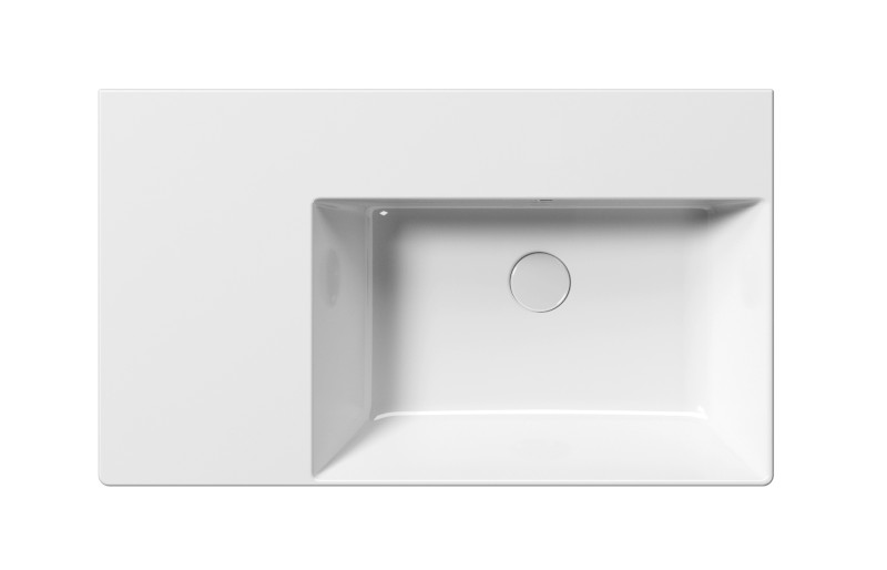 KUBE X keramické umyvadlo 80x47cm, s odkládací plochou vlevo, bez otvoru, bílá ExtraGlaze 9457011