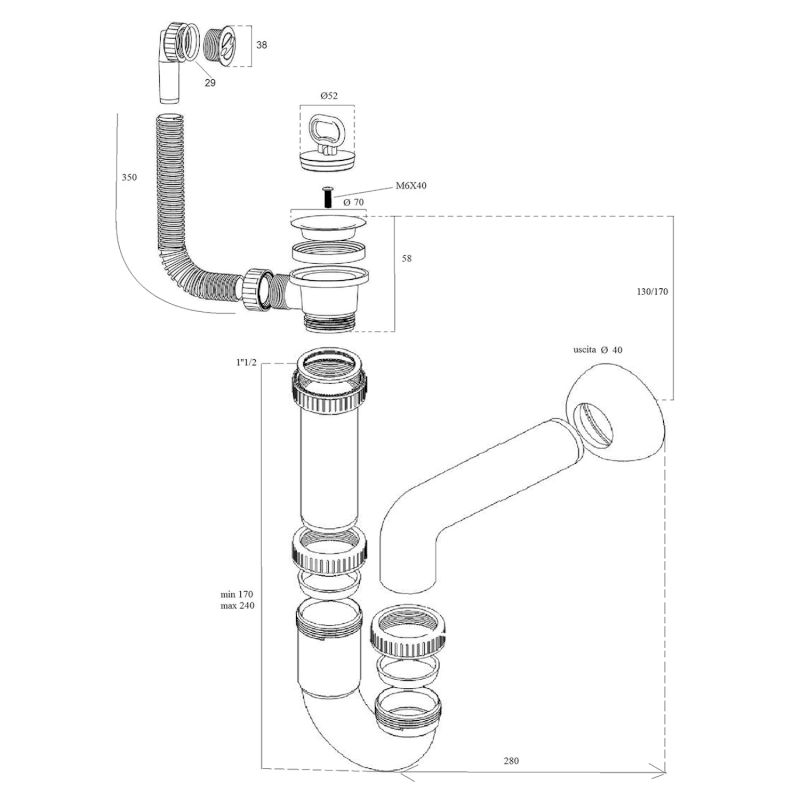 Závěsná výlevka 55x34cm, plast, bílá PI5055