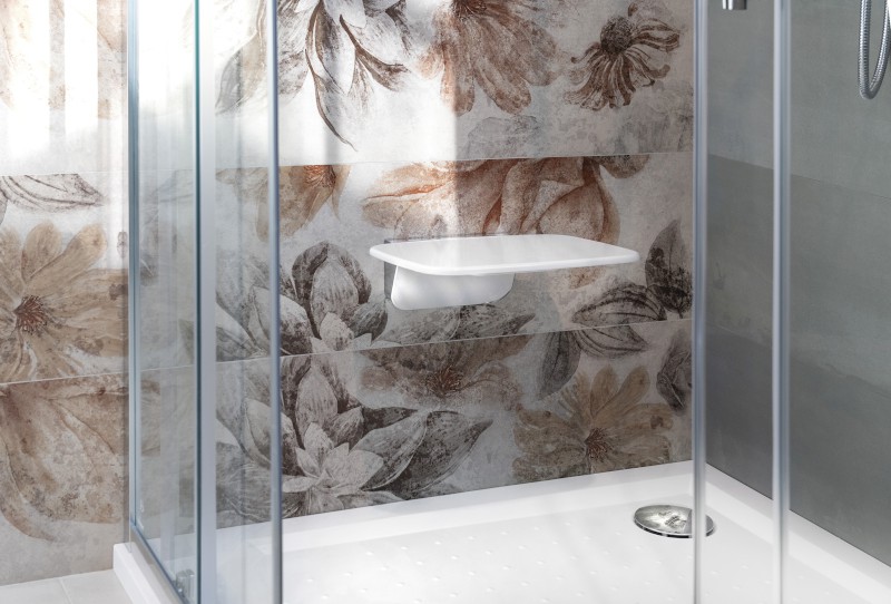 SAAP sklopné sedátko do sprchového koutu, 35x32,8cm, bílá CW1110W