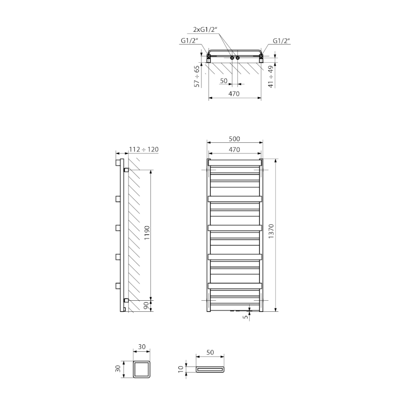 MARILENA otopné těleso 500x1370mm, bílá mat MR137