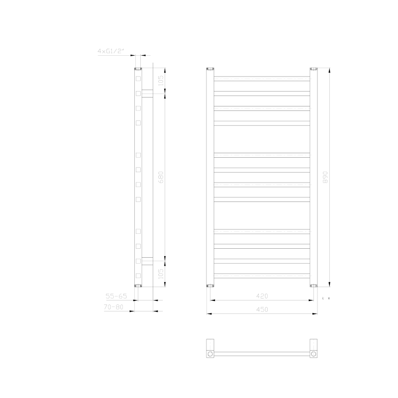 METRO otopné těleso 450x890 mm, bílá IR400T