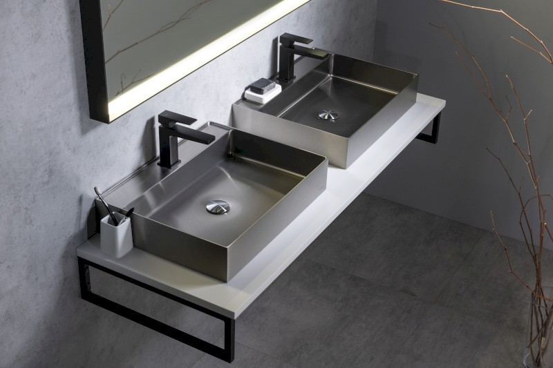 AURUM nerezové nástěnné umyvadlo, 55x42cm, včetně výpusti, nerez mat AU402