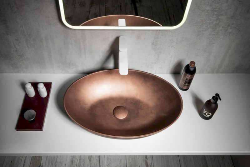 FORMIGO betonové umyvadlo na desku, 60x40cm, měď mat FG220