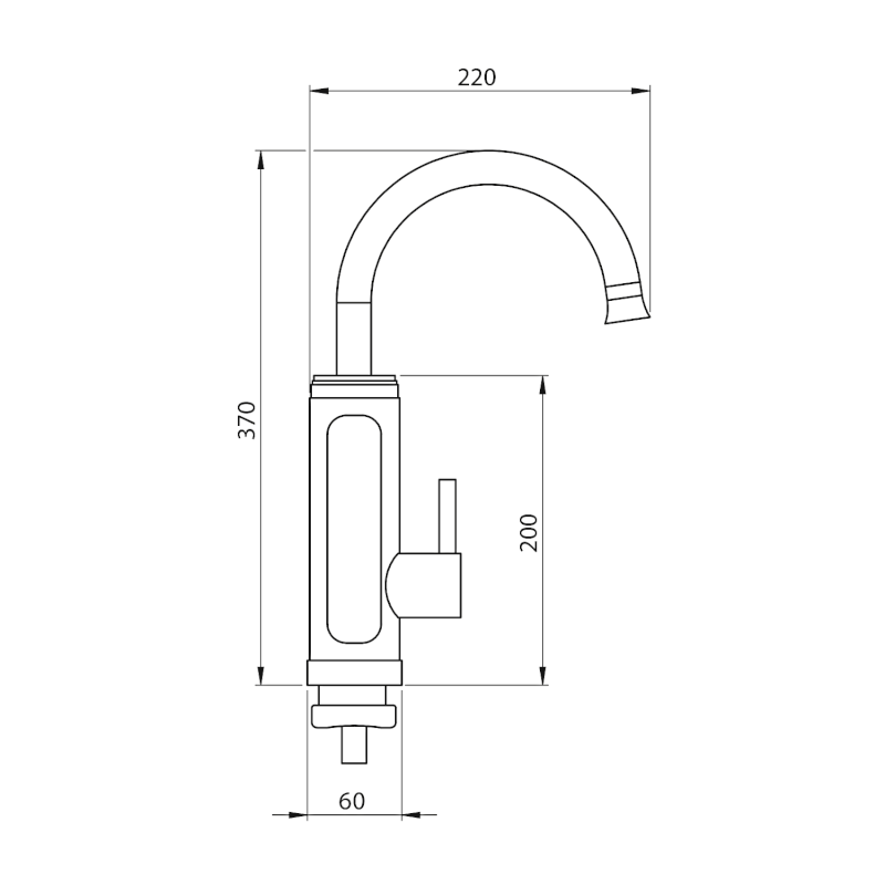 Elektrická vodovodní baterie s průtokovým ohřívačem vody, 230V, 3kW, nerez RT2009