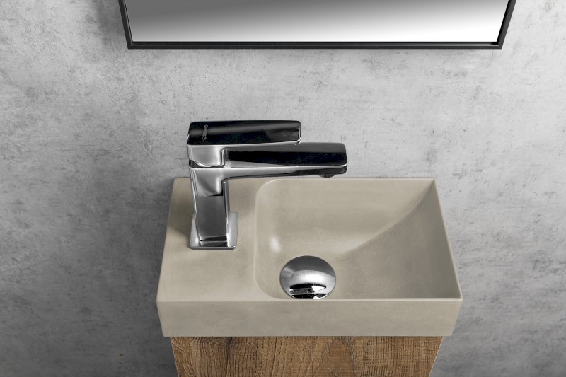 PICCOLINO betonové umývátko 30,8x17cm, baterie vlevo, písková mat PK30014