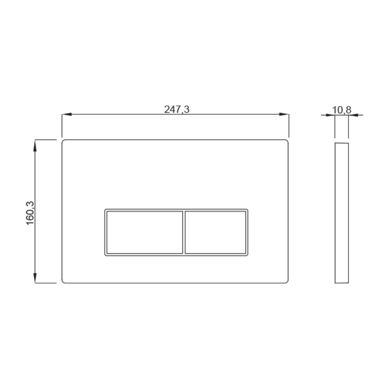 SCHWAB PLUTO ovládací tlačítko, 247x160 mm, černá mat P58-0190-0250