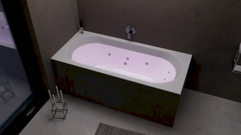 VIVA B hydromasážní vana, 185x80x47cm, Highline Hydro-Air, chrom 71968.6010