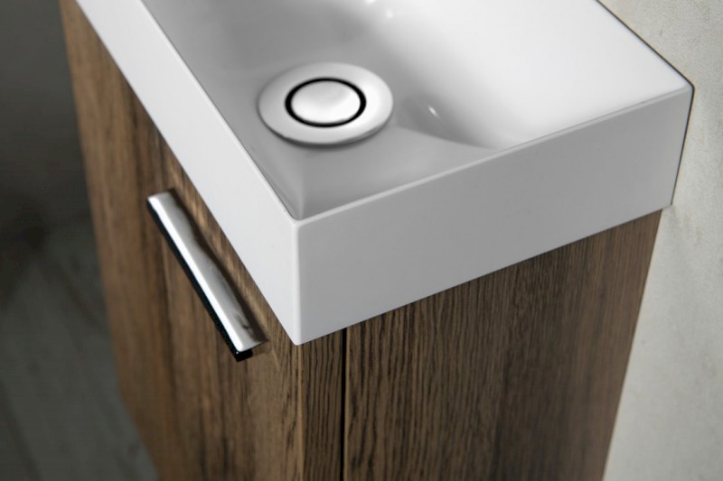 PICCOLINO umývátko 30,8x17cm, litý mramor, baterie vlevo, bílá PK300