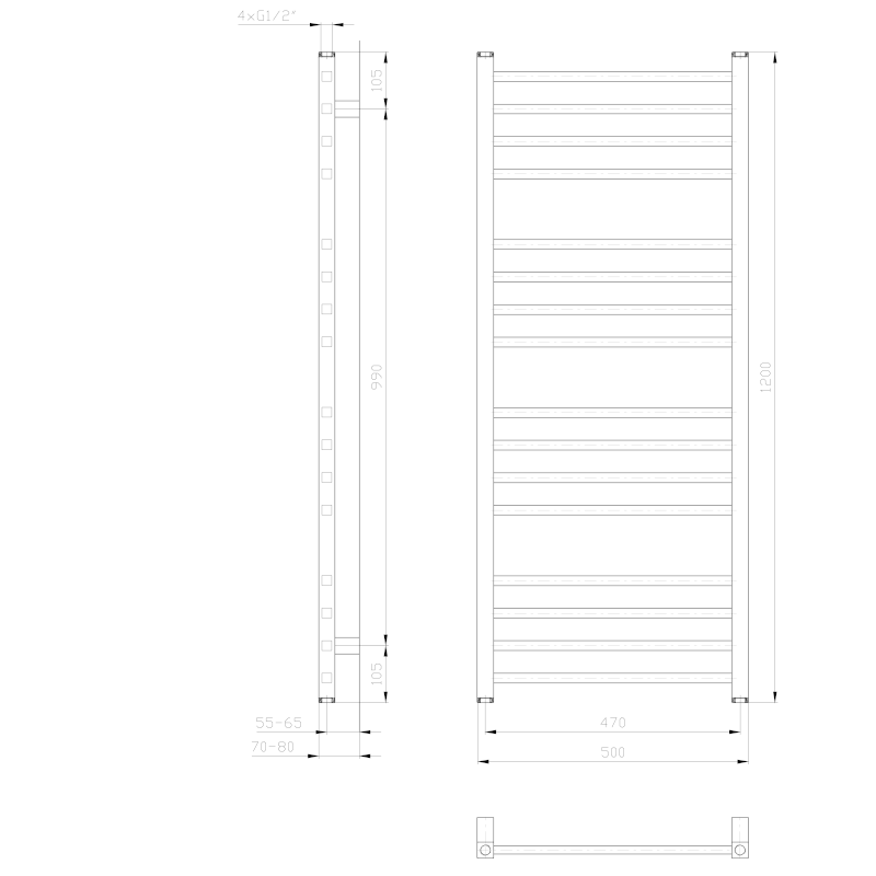 METRO otopné těleso 500x1200 mm, bílá IR410T
