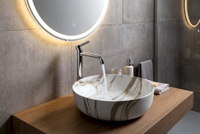 RONDEA keramické umyvadlo na desku Ø 41cm, bianco carrara AR445BC